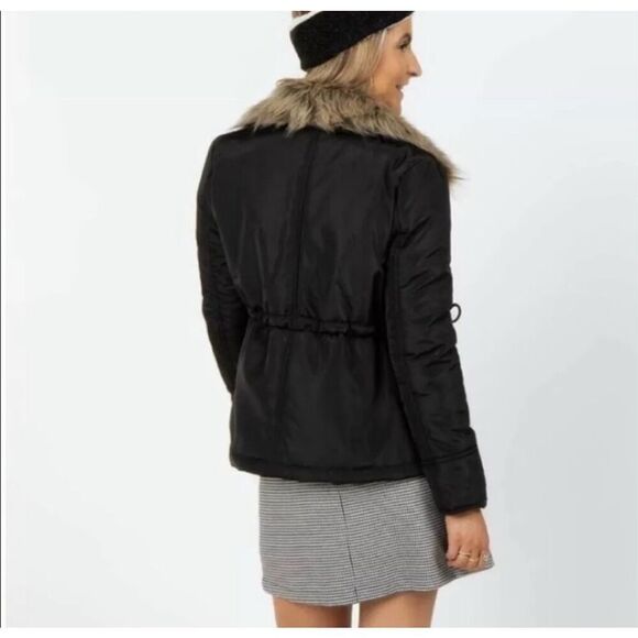 Francesca’s Collection Forever Audrey Womens Faux Fur Trim Lined Parka Coat Jack - Picture 4 of 9